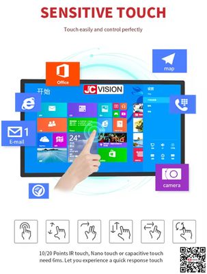 JCVISION 1080P 4K panel ekranu dotykowego 32 42 50 55 65 cali ekran dotykowy wyświetlacz interaktywny kiosk