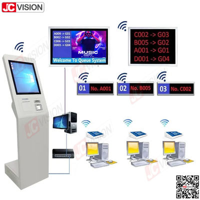 System kolejkowy do banku JCVISION, szpitala, lobby - automat do biletów z ekranem dotykowym - system kolejkowy