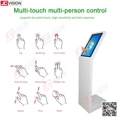 Jcvision 21,5 Inch Self Service Cyfrowy Interaktywny Kiosk Informacyjny L Typ Pionowy Ekran dotykowy Kiosk Biały