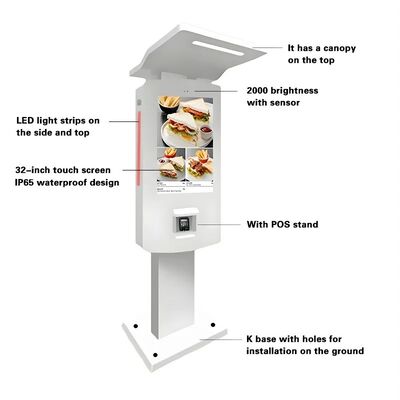 Nvidia Chipset 24" Outdoor Waterproof IP55 Kiosk płatności samoobsługowych Szybkie szczegóły zewnętrznego terminala płatniczego z ekranem dotykowym