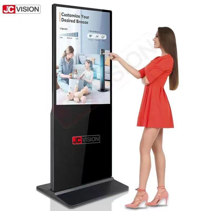 Android/Windows OS 65 cala Biały podłogowy stand Digital Signage do wyświetlania 4k- 7/24 D/H