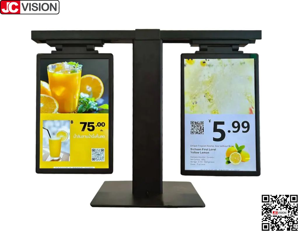 JCVISION 10,1-calowy wyświetlacz z dwoma ekranami do elektronicznych etykiet cenowych produktów, digital signage/ekran dotykowy