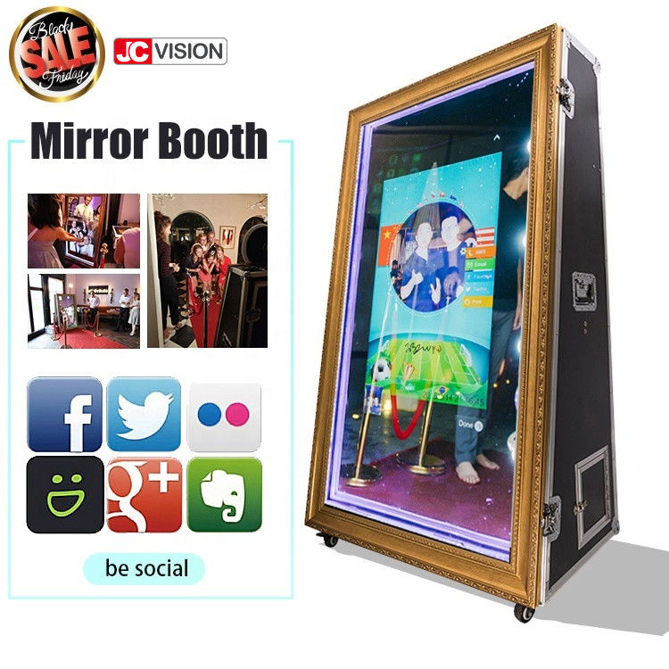 Lustro fotograficzne do fotobudki 55 cali 65 cali, przenośne lustro magiczne na wesele, kiosk do fotobudki